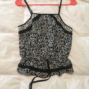 Black and White Spaghetti Strap Blouse